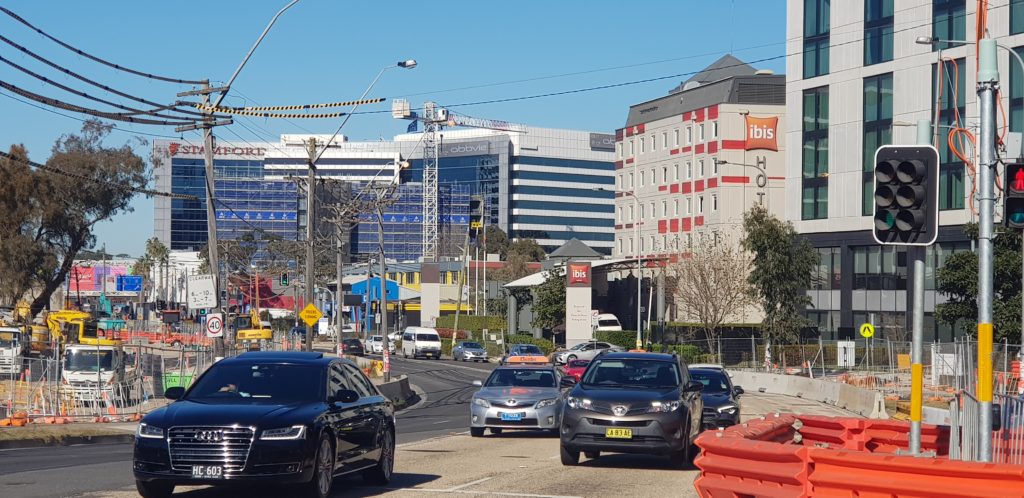 Busy O'Riordan Street heading to the airport