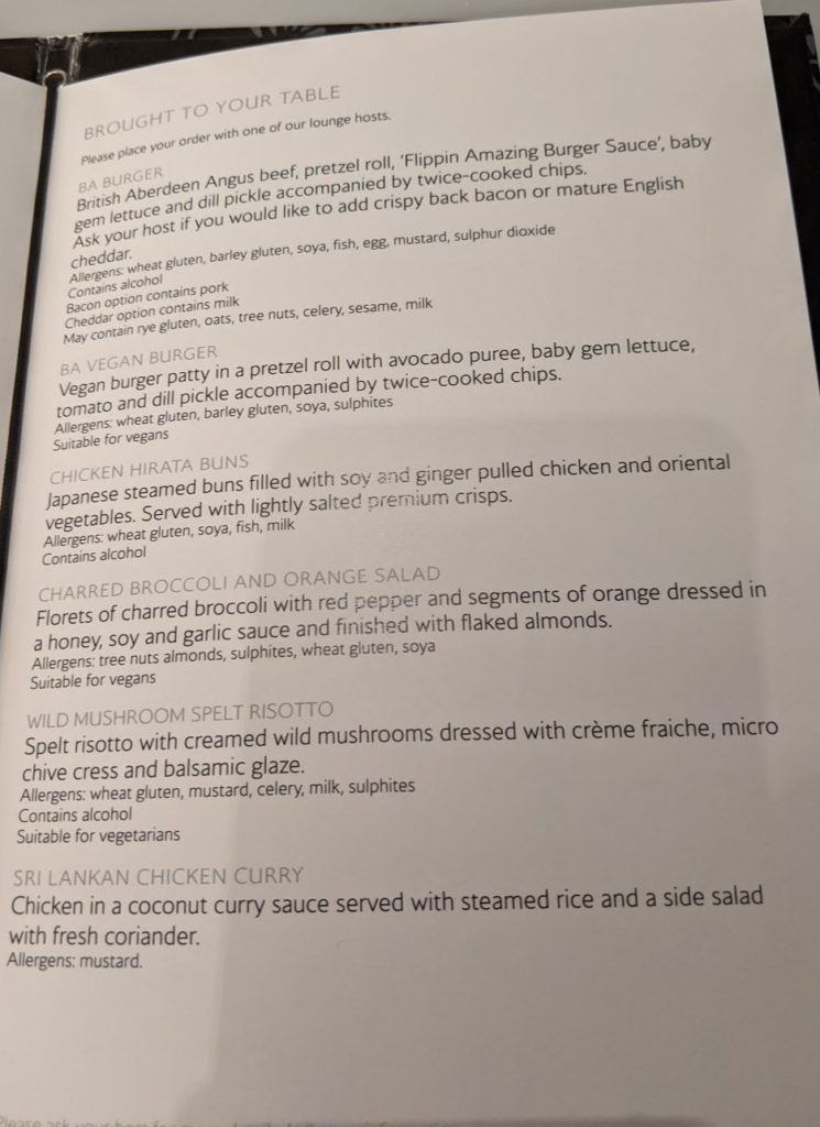 Galleries First  Heathrow Terminal 5 menu