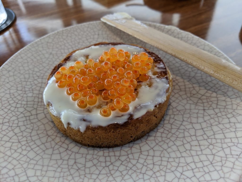 Quay Crumpets And Smoked Salmon Roe Closeup