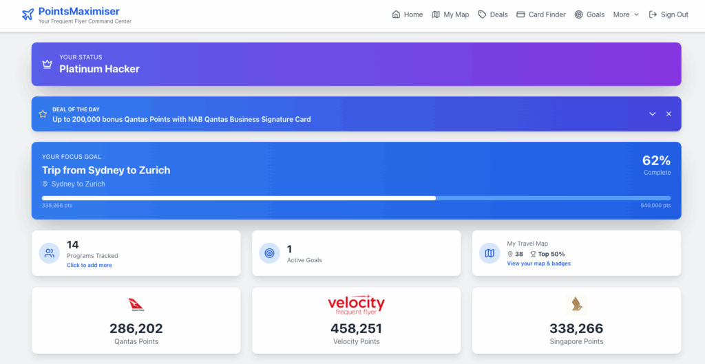 Points Maximiser Home Screen