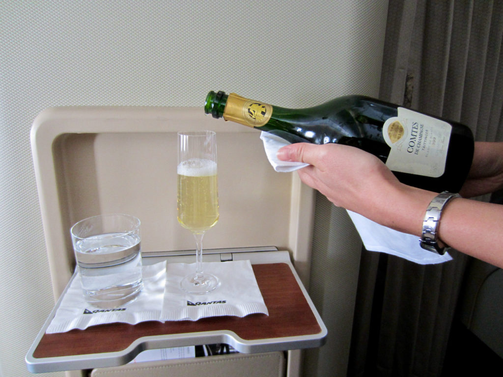 Qantas First Class Tattinger Comtes de Champagne