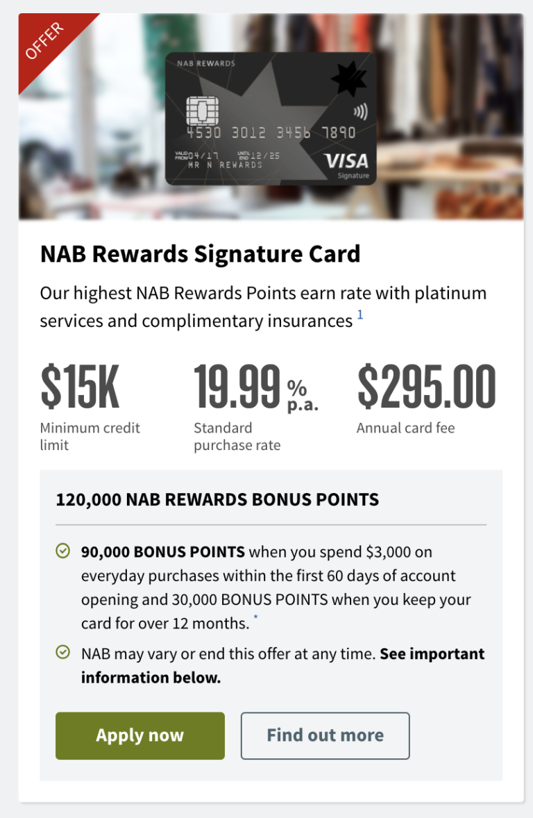NAB Rewards Signature Card