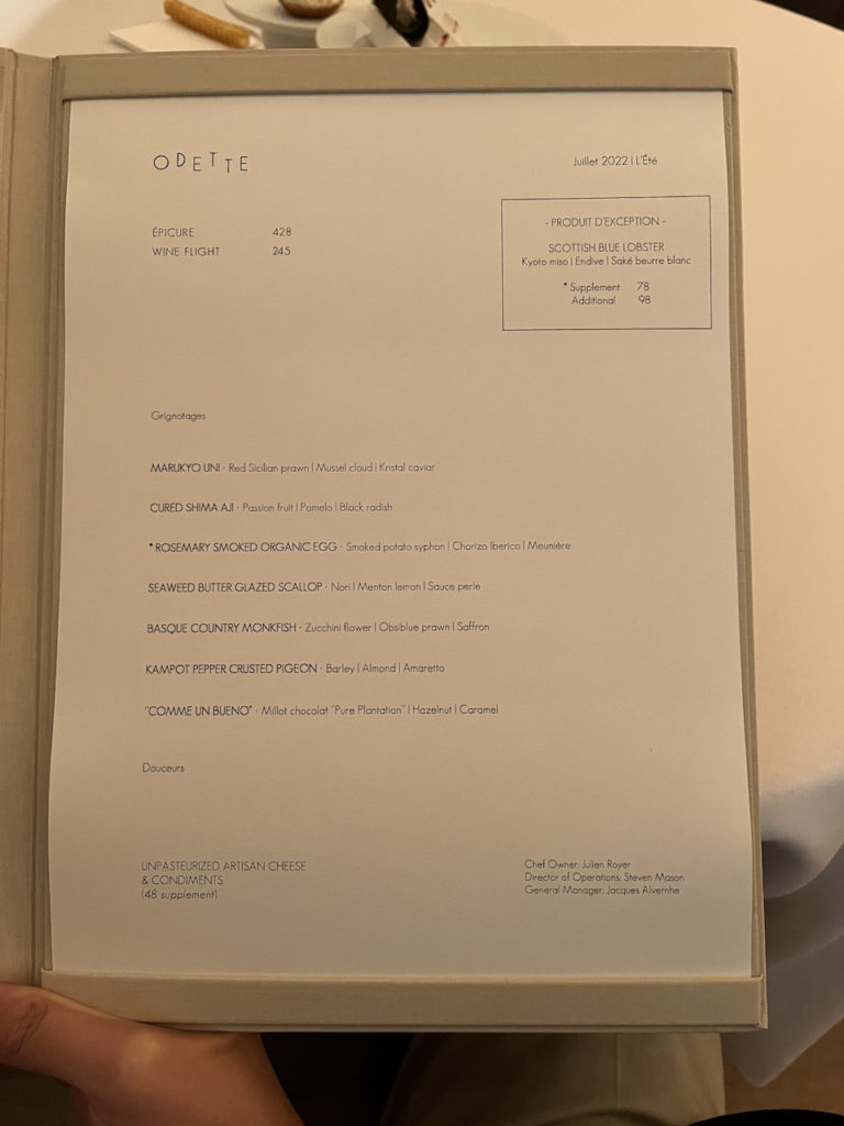 Odette Singapore Menu