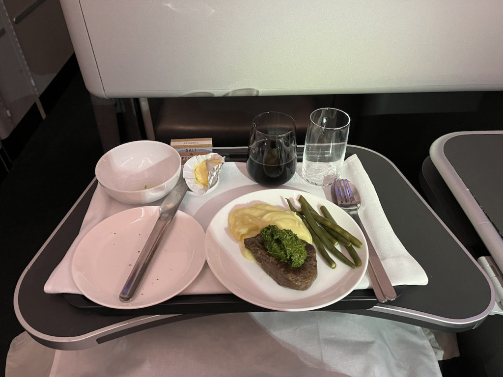 Qantas A380 Business Class Beef Fillet