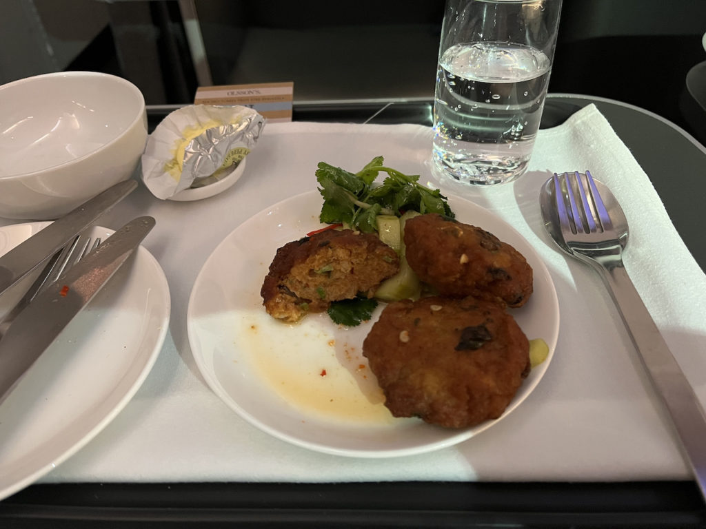 Qantas A380 Business Class Thai Fish Cakes