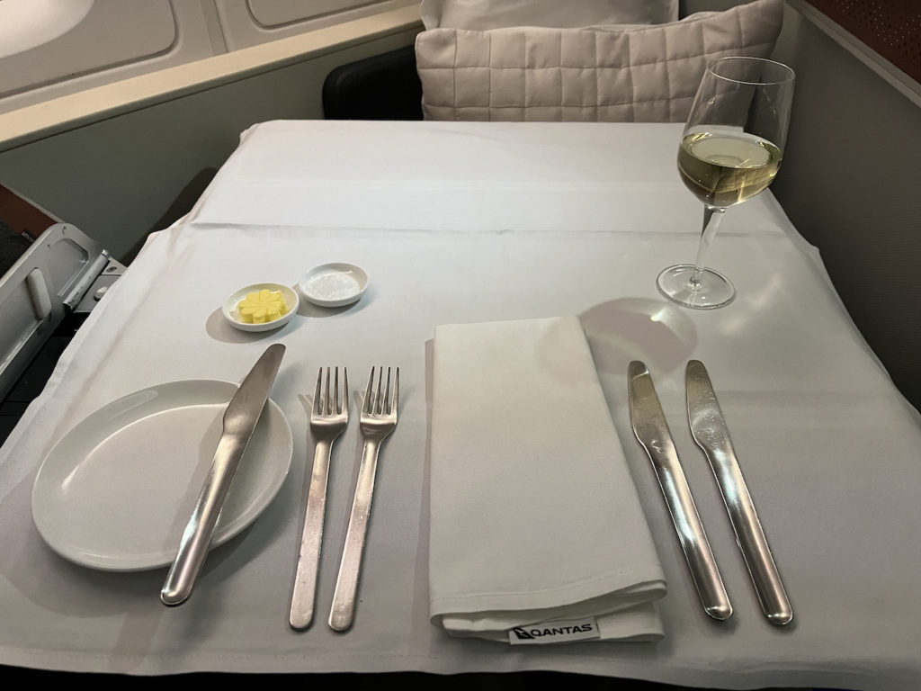 Qantas First Class Dinner