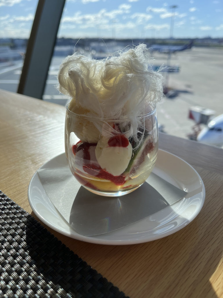 Qantas First Lounge Pavlova