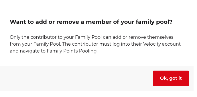 Velocity Family Pooling must be initiated by the account holder