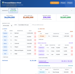 Balance Sheet for lending