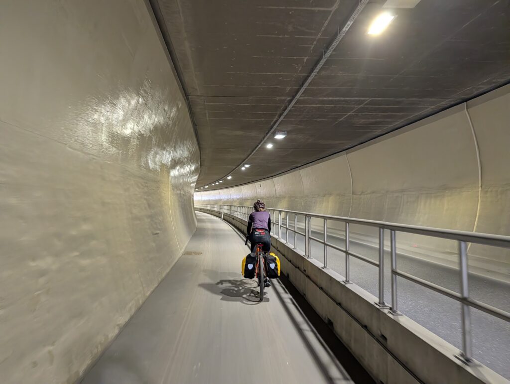 The Klamm tunnel part of Eurovelo 7. Noisy but convenient