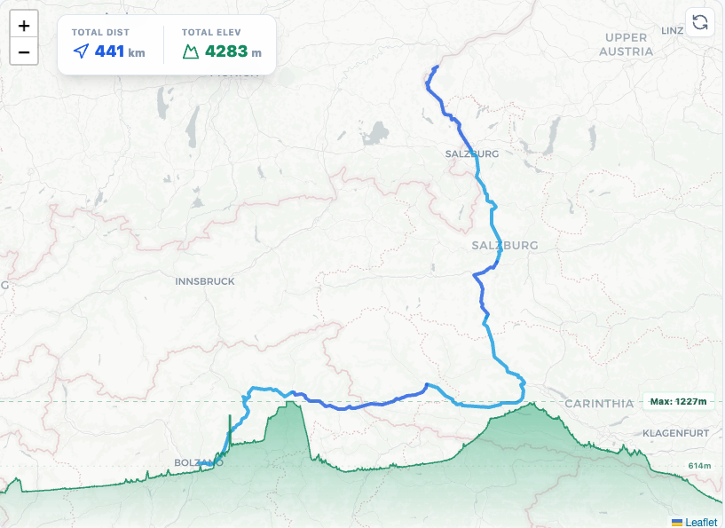 The whole route was planed using tripmonkey which is a simple tool