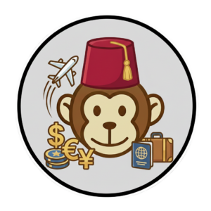 FezMonkey travel money calculator — currency symbols, passport and suitcase