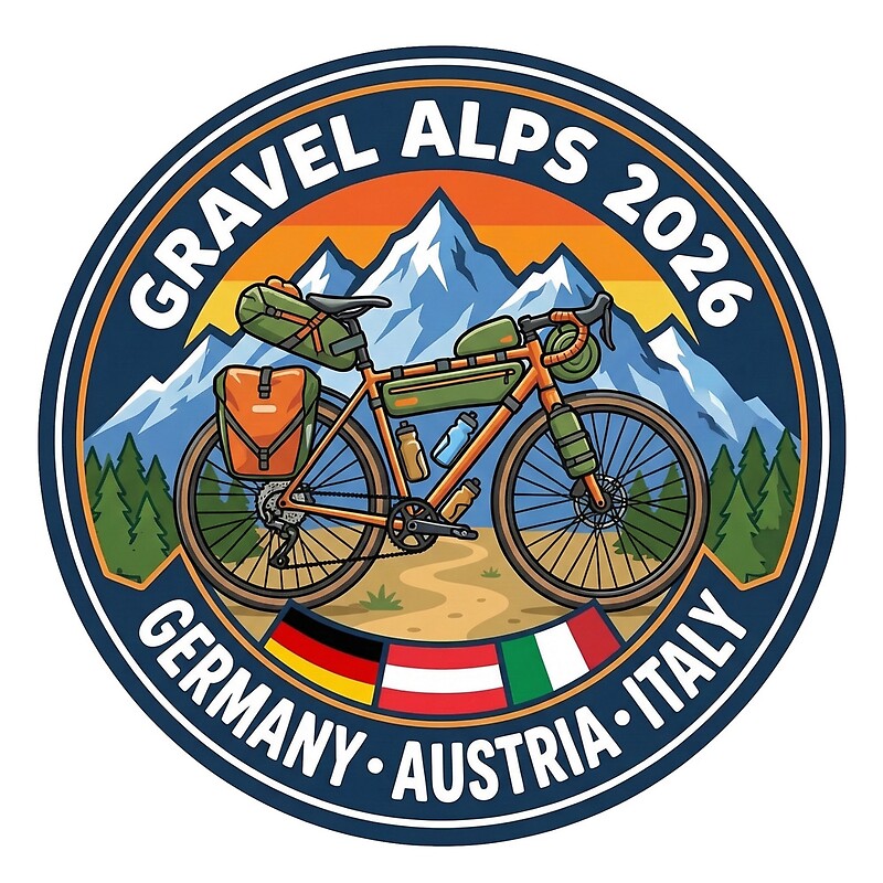 Gravel Alps 2026 cycling patch, Germany Austria Italy route