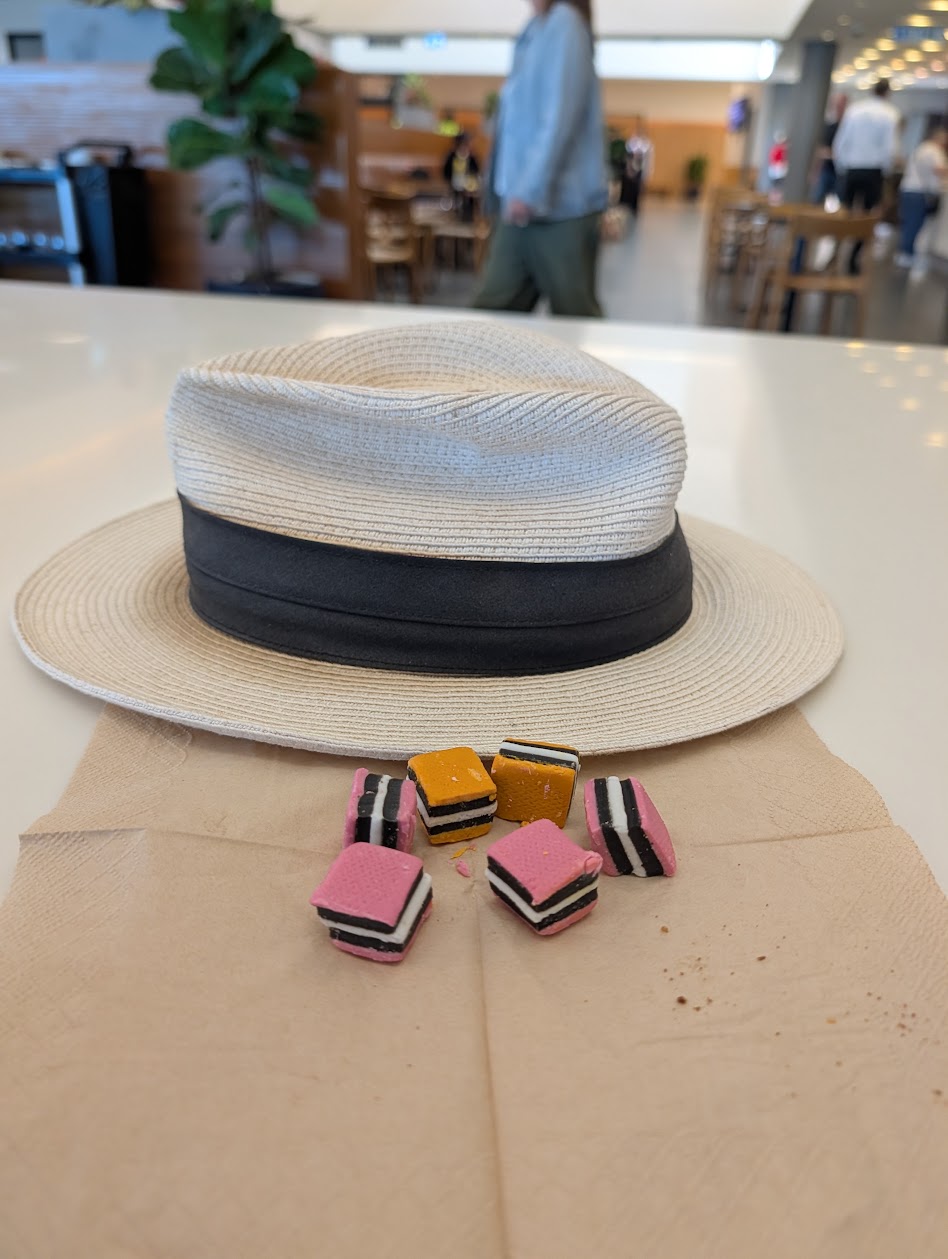 Licorice allsorts from the lolly station at the Qantas Club Brisbane