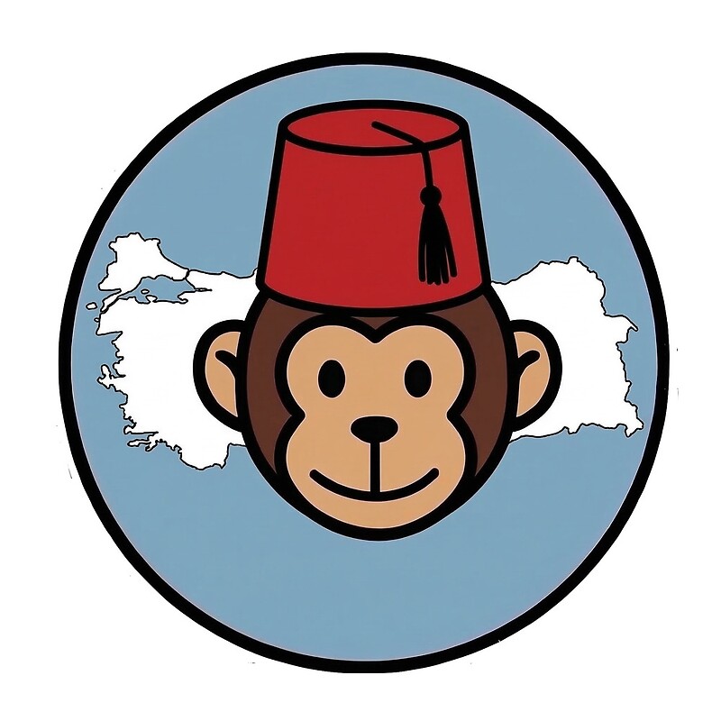 Turkey travel sticker, monkey wearing a fez hat
