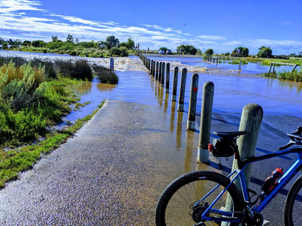 Altona Wetland with cycle in flood