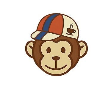 Cycling monkey sticker, coffee-themed cycling cap